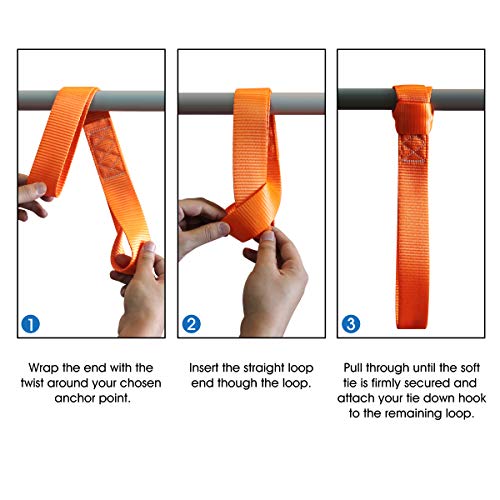 JCHL Soft Loops Tie Down Straps (4pk) 12,000lbs Max Strength 18"X1.7