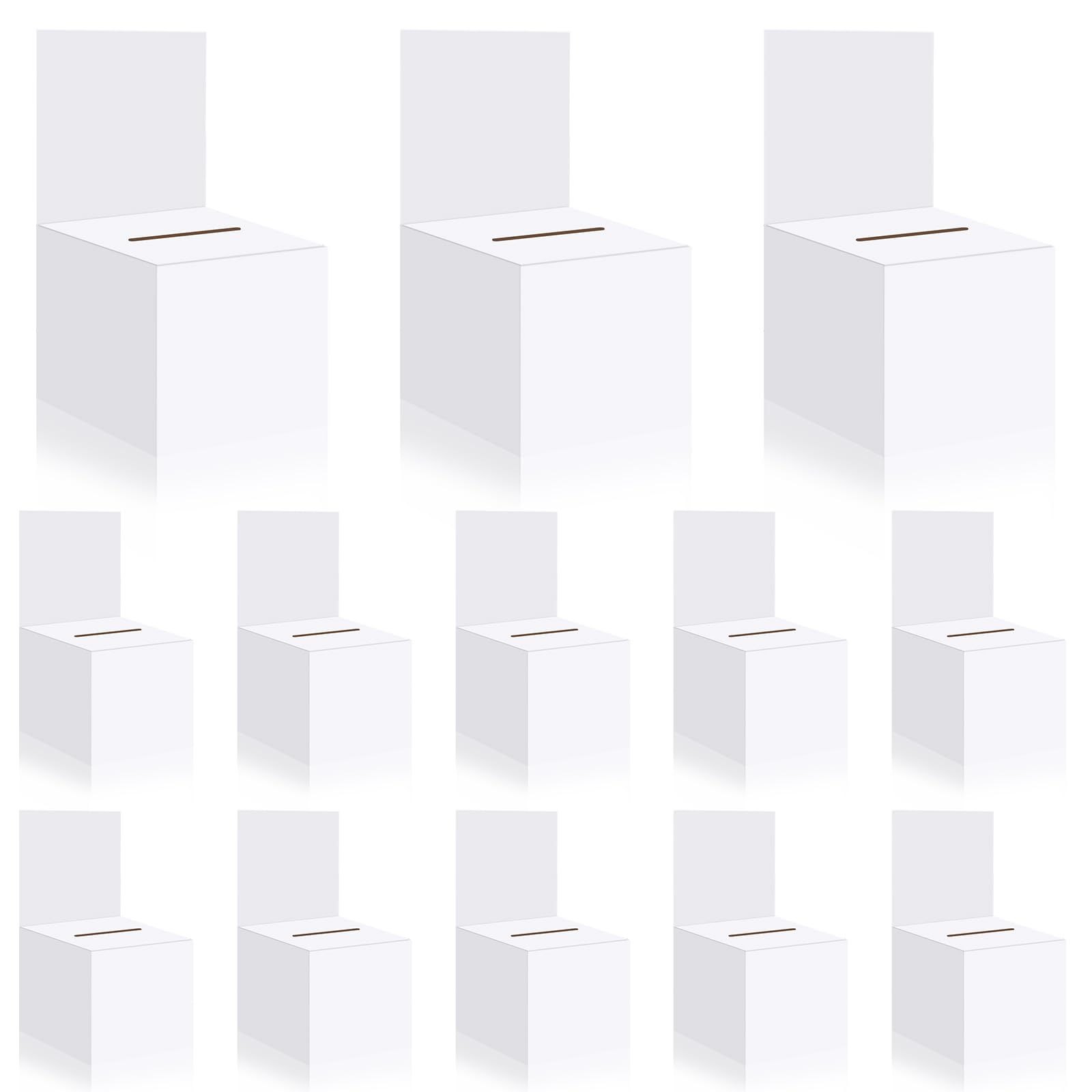 Photo 1 of zzhxkjhky 12 Pcs Raffle Boxes Cardboard Box with Slot for Ticket and Removable Header, 6 x 6 x 6 Inch Ballot Box Donation Box Charity Box for Collecting Business Card Voting Contest (White, 12 PCS)