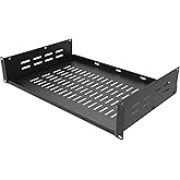 Jingchengmei 2U 19-Inch Universal Vented Rack Mount Cantilever Server Rack Shelf-12 Inch Deep-Disassembled Black (2U12InD)
