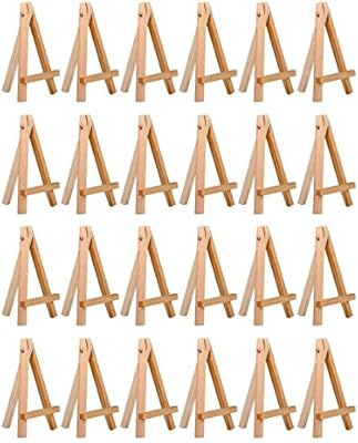 Meeden 24pcs 5 Inch Mini Wooden Easel Small Wood Display Stand For