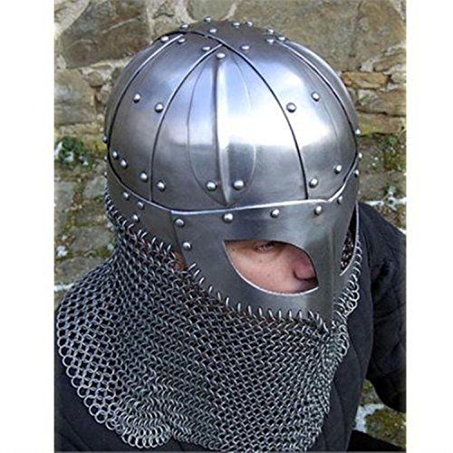 Viking Helmet Battle Armor 18G Steel and Chainmail - Image 4