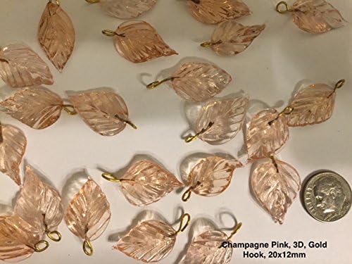 Handmade: 21 Vintage Pressed Leaves Leaf Beads Silver Plated Loop Findings Jewelry Making, Costumes,Crafts,Curtains,Beads Necklaces, Earrings Etc 12mmx30mm (pale pink 3d Gold Hook)