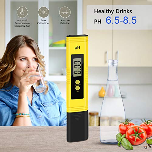 KWODE Digital PH Meter,Water Quality Tester Pen with 0-14 PH Measurement Range ATC 0.01 PH High Accuracy for Household Drinking, Pool and Aquarium Water