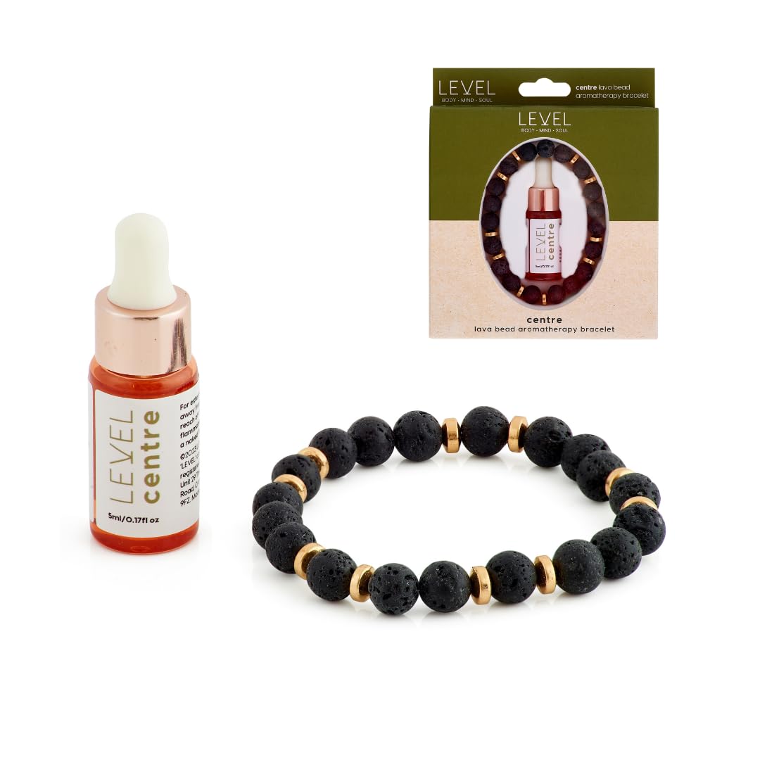 Level Body Mind Soul - Aromatherapy Lava Bead Bracelet with Lavender & Citrus Oil - Anxiety & Stress Thoughtful Gift - Aids Sleep - Centre