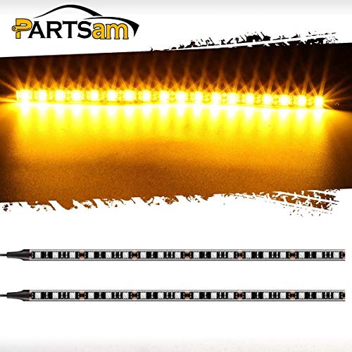 Partsam 2pcs 18LED Turn Signal LED Strips Light Bar Motorcycle LED Blinker Backup License Plate Amber Strip Light Replacement for Harley Davidson Honda Kawasaki