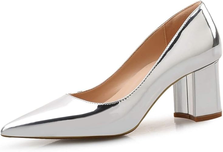 Amazon Qiage パンプス ヒール6 5cm レディース ローヒール 太めヒール 歩きやすい 黒 結婚式 靴 ブラック フォーマル スーツ 大きいサイズ おでかけ ポインテッド 痛くない エナメル 通勤 就活 リクルート オフィス 小さいサイズ Qiage パンプス