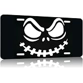 Jack Skellington License Plate - Nightmare Before Christmas Car Tag, Decorative Front License Plate Cover, Wall Decoration, Vehicle Decoration, Aluminum Metal, 6x12 Inch 4 Holes (Grey)