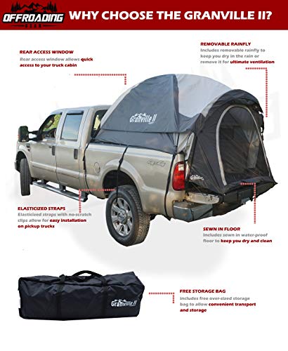 Offroading Gear Pickup Truck Bed Camping Tent, 6.5' Ft Box Length (Without Front Awning)