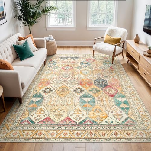 BEIMO Vintage Living Room Rug, Room Rugs, Essential Rug for Living Room, Non-Slip Washable, Large Persian Rugs for Living Room, Multicoloured, 200 x 290 cm