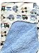 Baby Boy Blankets Lambs & IVY, Warm and Cozy, Extra Soft Micro Plush Fleece Blanket, Anti-Pilling, Transportation Theme On a Blue Sherpa, 30 x 40 In