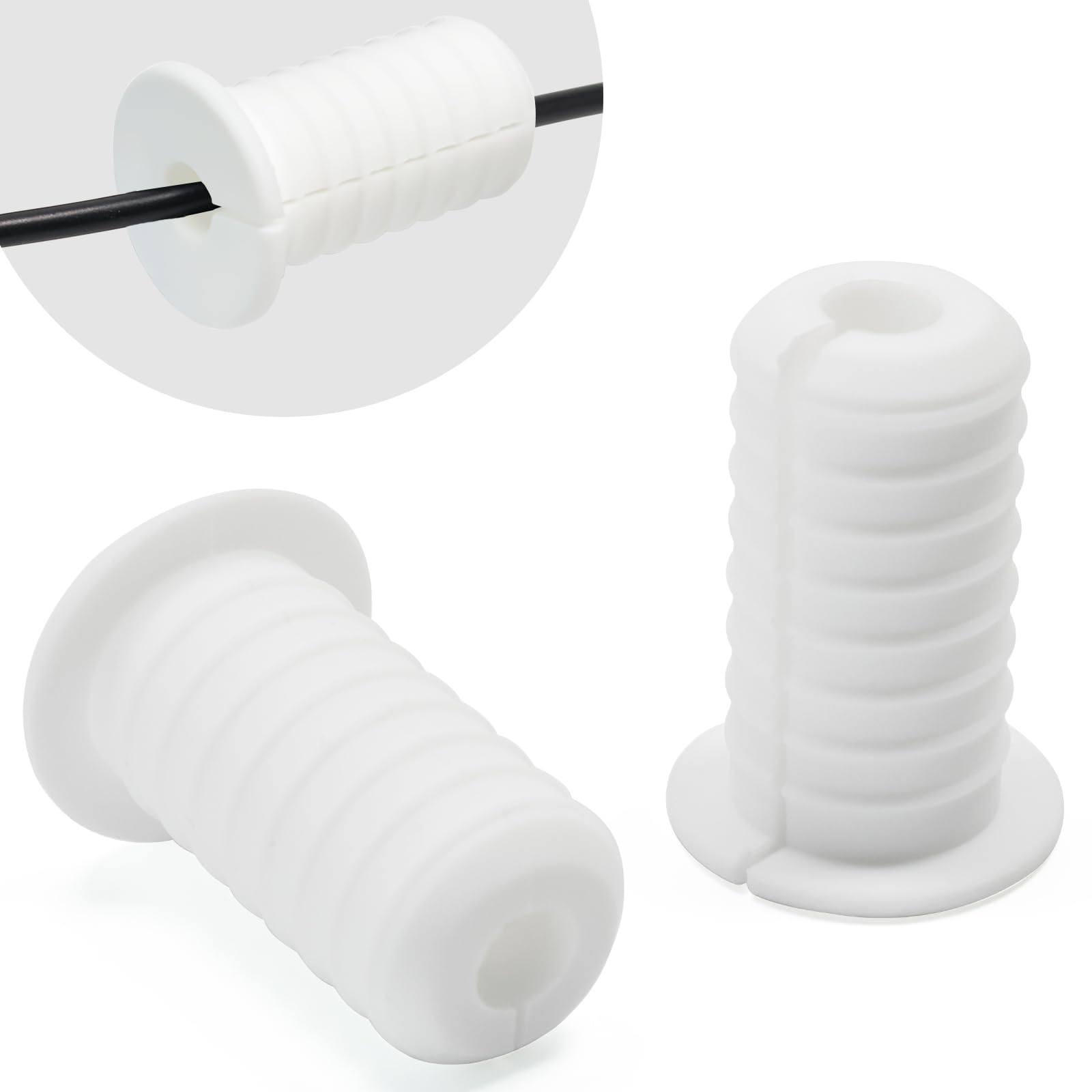 Photo 1 of 2 PCS Starlink Wall Grommets Kit 3/4" Silicone Wall Bushing-Waterproof Drywall Tv Cord Pass Through Split No-Slip Cable Grommet for Starlink Dishy Ethernet Cables Router Adapter,(White 1-1/2" Height)