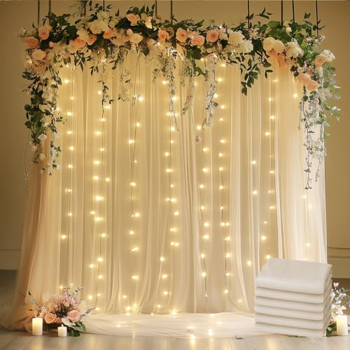 Xiomot Tulle Backdrop Curtain with Lights