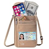 Defway Travel Wallet RFID Blocking Hidden Money Pouch & Neck Passport Holder