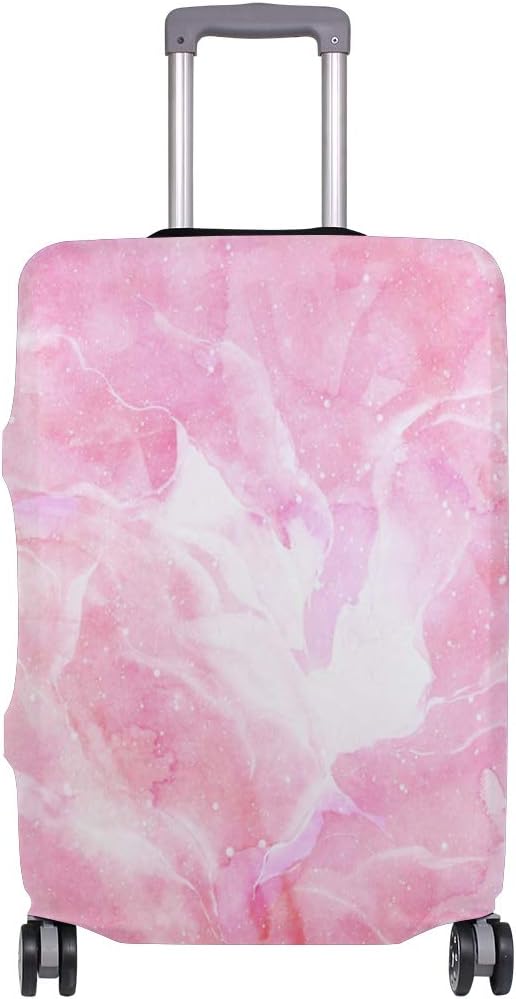 ALINLO Hipster Pink Marble Abstract Luggage Cover Baggage Suitcase Travel Protector Fit for 18-32 Inch