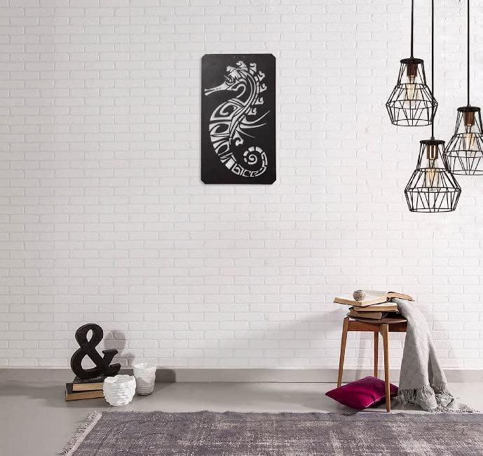 Metal Decor-Wall Decor Geometric Design Metal Seahorse. Black.