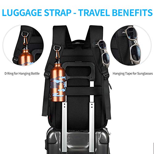 ASPENSPORT Slim Laptop Backpack Fit 15.6 inch Business Travel Computer Bag with Luggage Strap Water Repellent Daypack for Men Navy