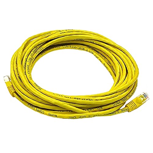 100' FT CAT5e Patch Cable Cord Yellow Flush Molded 350 MHz Copper RJ45 Booted Ends Ethernet Snagless Network 24 AWG Pro Grade Male to Male RJ-45 Enhanced Category 5e High Speed Jumper