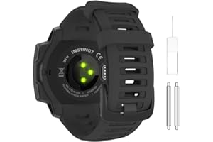 MoKo Watch Strap Compatible with Garmin Instinct Esports/Solar/Tactical/Tide Military Watch,Soft Silicone Adjustable Replacement Band Fit Garmin Instinct 2 Sports GPS Smart Watch - Black