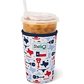 Swig Life Medium Iced Cup Coolie, Standard 22oz Iced Coffee Cup Insulator Sleeve with Handle, Neoprene Insulated Coolie Keeps Drinks Cold (Lone Star)