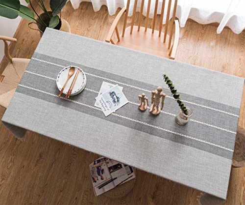 JZY Heavy Duty Cotton Linen Table Cloth for Rectangle Table Stitching Tassel Tablecloth for Dining Table Dust-Proof Table Cover for Tabletop Decoration (55"x120", S-Gray)