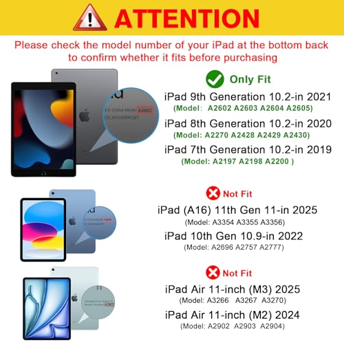 ProCase for iPad 9th/ 8th/ 7th Generation Case 10.2 Inch (2021/2020/2019 Release), 10.2 iPad Case 9th/ 8th/ 7th Gen Cover, Slim Smart Cover with Translucent Hard Shell Back -Black