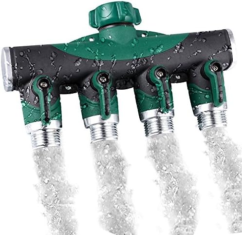 Backyard Premium 4 Way Solid Valve Full Metal Body Garden Hose Connector Splitter Adapter with 3 Rubber Hose Washers Best Drip Irrigation & Outdoor Utility faucet Adapter