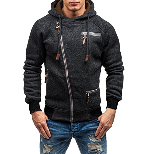Bolayu Fashion Men's Autumn Long Sleeve Zipper Hooded Sweatshirt Outwear Tops Blouse Sweatshirt