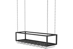 Hanging Wine Glass Holder with Metal Iron Chain Ceiling for Bars and Restaurants