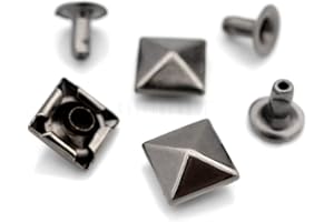 CRAFTMEMORE 100pcs Spike Rivet Pyramid Rapid Rivet Studs Glam Rock Biker Nailheads Leathercraft Decorations (7 MM, Gunmetal)