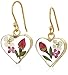 Amazon Collection 14k Gold Over Sterling Silver Pressed-Flower Heart Drop Earrings