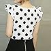 Shouhengda Women Chiffon Polka Dot Blouse Ruffle Sleeve Office Lady Shirts