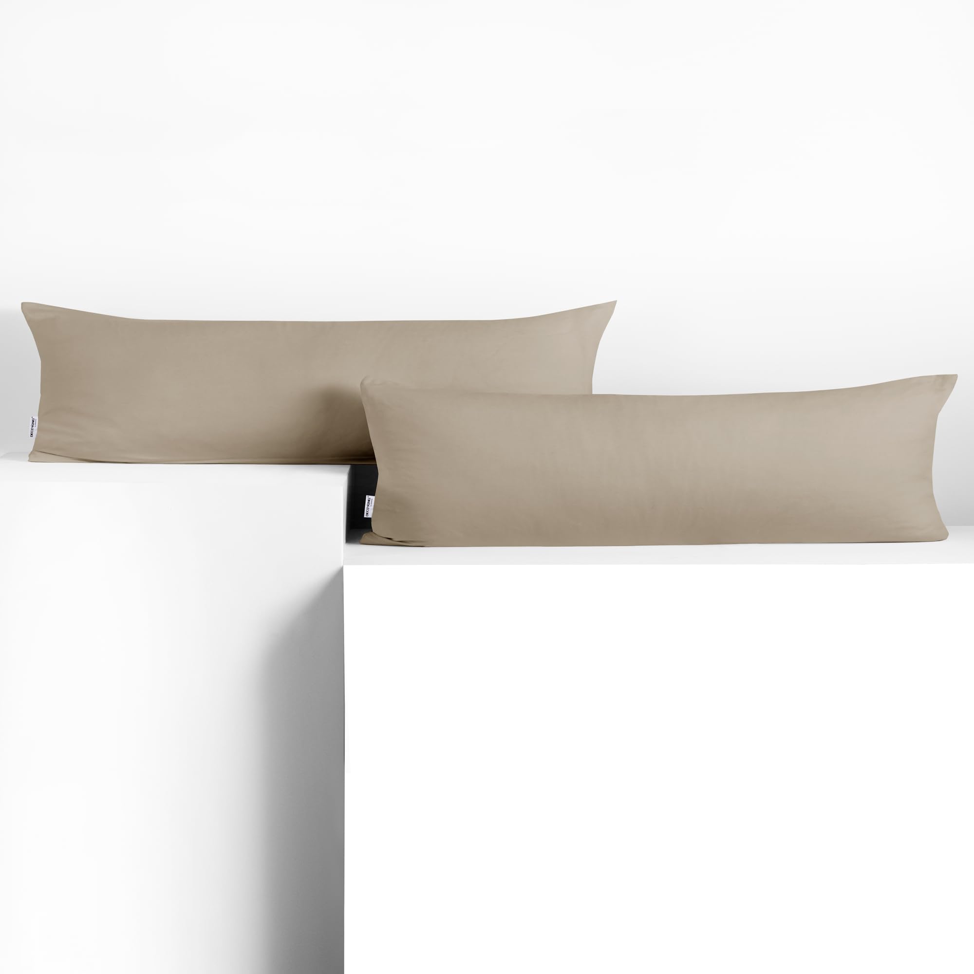 DecoKing 2 Pillowcases 20 x 120 cm Jersey 100% Combed Cotton Zip Cappuccino Amber