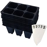 Seedling Starter Trays, 144 Cells (24 Trays - 6 Cells Per Tray) + THCity Stakes