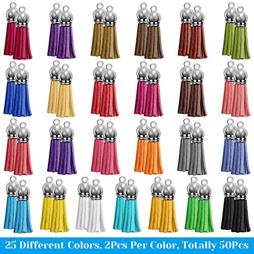image for Keychain Tassles, Cridoz 200pcs Bulk Keychain Rings Set Includes 50pcs