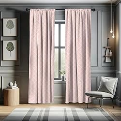 Lunarable Blush Curtains, Damask Motif Retro Design