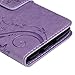 YOKIRIN Case for LG K8 Case, Flip Wallet Cover, Embossed Floral Butterfly ID&Credit Card Holder Folio Case for LG K8 2017, Purple