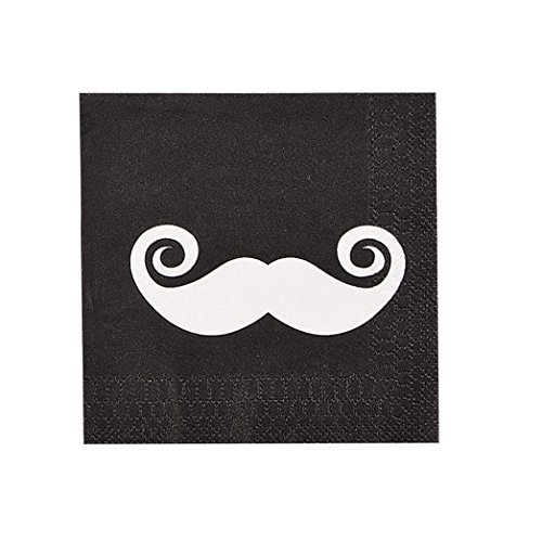 Fun Express Mustache Party 3Ply Beverage Napkins (16 Count)