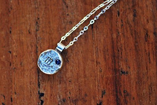 Scorpio Element Sterling Silver Zodiac Necklace with Blue Sapphire stone