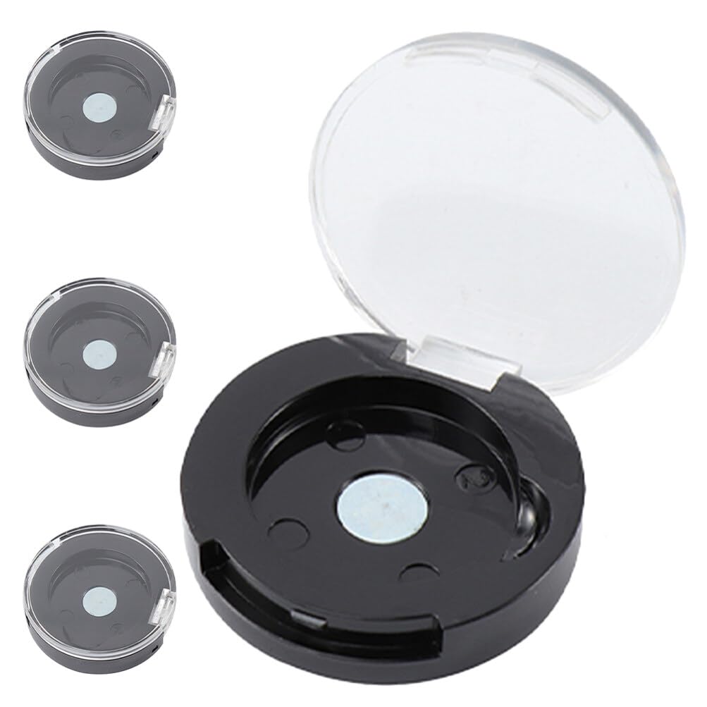 PATKAW 4pcs Single Empty Magnetic Eyeshadow Case, Empty Eyeshadow Palette Box Magnetic Cosmetics Makeup Powder Sample Container for Women Girls Black