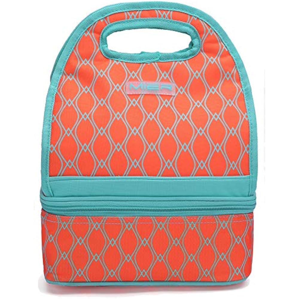 Dual Compartment Insulated Lunch Box Bag Reusable Cooler ...