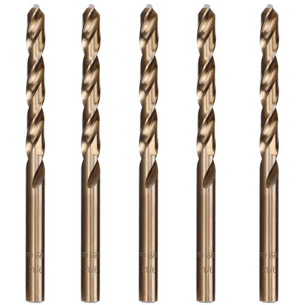 Hymnorq M35 Cobalt Steel Fractional 9/32 Inch Dia. x 4.25 Inch Long Twist Drill Bit Set of 5pcs, Jobber Length Round Shank, Self-Centering Split Point, Heat Resistant for Metalworking