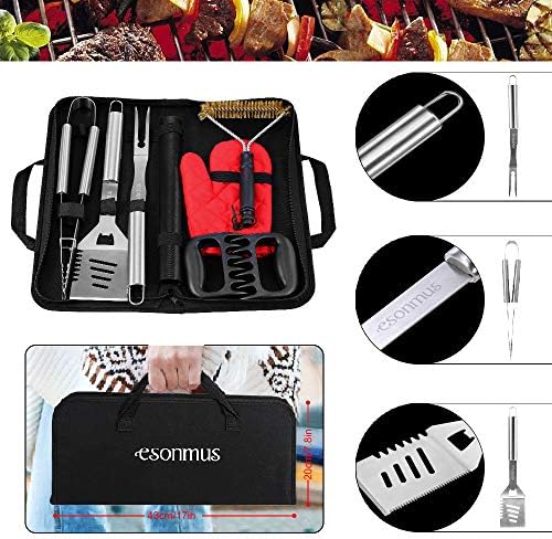 esonmus Kit Barbecue,7 Pcs Ensemble Ustensiles Barbecue en Acier Inoxydable avec Mallette,pour Grillade,Jardin Extérieur,Randonnée et Voyage,Idéal Cadeaux pour Homme Papa - Mes Grillades esonmus Kit Barbecue,7 Pcs Ensemble Ustensiles Barbecue en Acier Inoxydable avec Mallette,pour Grillade,Jardin Extérieur,Randonnée et Voyage,Idéal Cadeaux pour Homme Papa