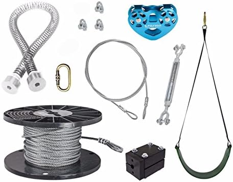 ZLP Manufacturing Spring Stop Zip Line Kit - Trolley with Swing Style Seat & Spring Brake - Rated Up to 350 LBS.