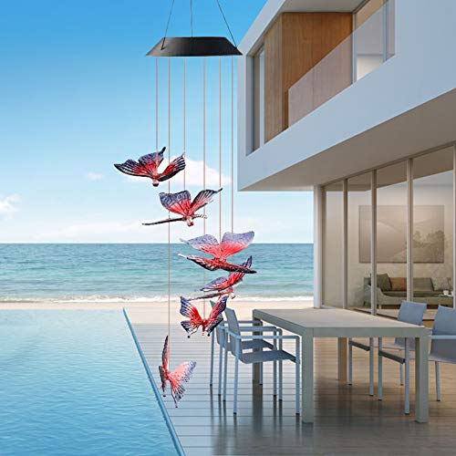 image for HOODO Wind Chime Solar Light Color Changing Butterfly LED Wind Chime P