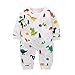 Yierying Baby Boys and Girls Cartoon Dinosaurs 100% Cotton Baby Clothes Romper Bodysuit White