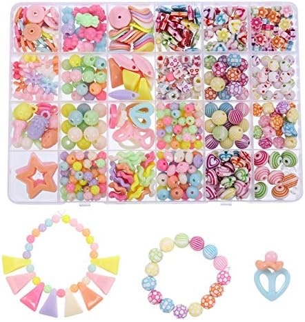 Girldate おもちゃ ビーズ アクセサリーキット 手作り 約500個 おもちゃセット ネックレス ブレスレット メイキングトイ プレゼント カラフルハンドメイド リング ピアス お誕生日 専用ケース付き メイキングドイ 特売 Diy ネクレス 女の子