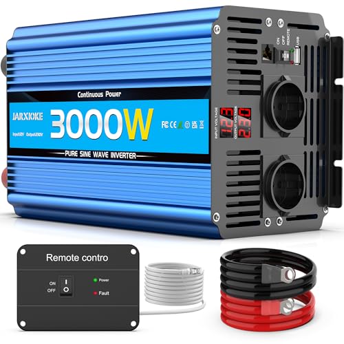 12 V 220 V Pure Sinus 3000 W Voltage Converter with USB and EU AC Current – Peak Power 6000 W Voltage Transformer