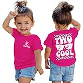 GLIGLITTR 2nd Birthday Shirt Girl Two Cool 2 Year Old Outfit Girl Second Birthday Tshirt Bday Party Gift Short Sleeve Tee Top