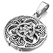 INBLUE Men's Stainless Steel Pendant Necklace Silver Tone Black Irish Celtic Knot Triquetra -With 23 Inch Chain