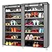 TXT&BAZ 36-Pairs Portable Shoe Rack Double Row with Nonwoven Fabric Cover (7-Tiers Grey)